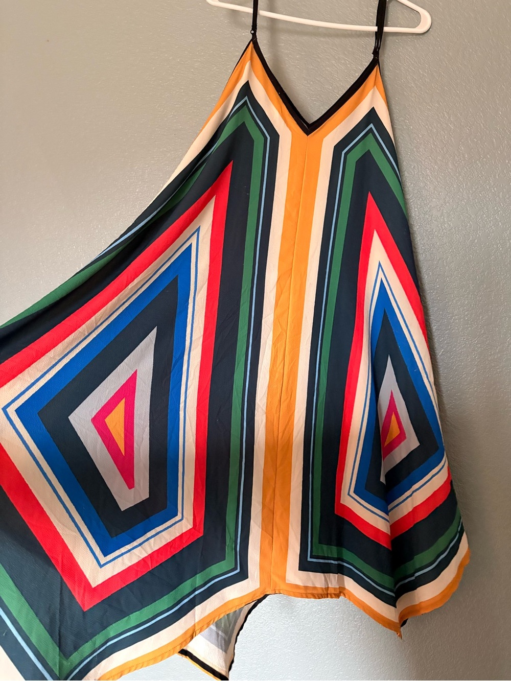 Multicolor Striped V-Neck Slip Dress